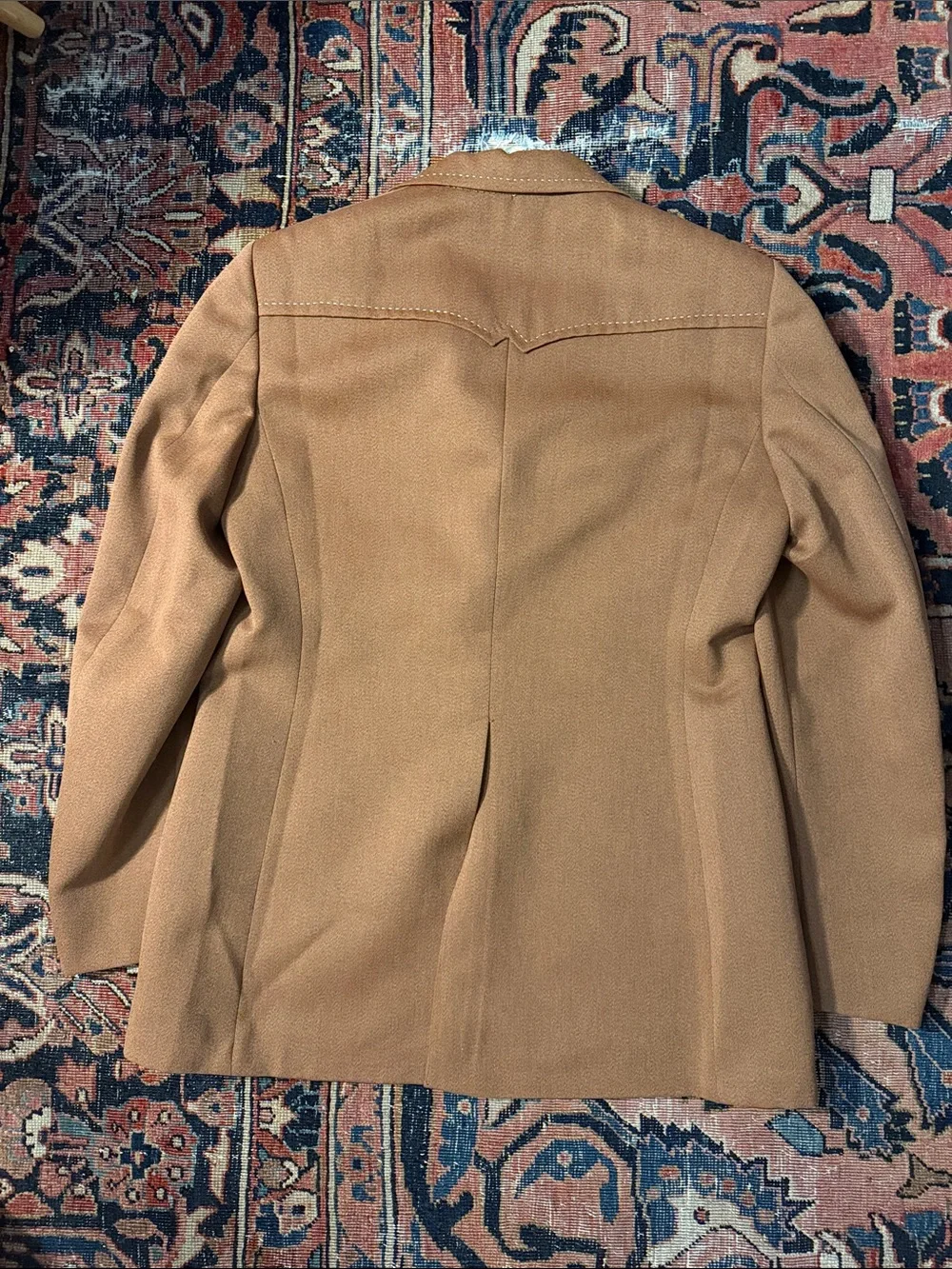 Vintage 1970s Men's Brown Polyester Western Blazer with Paisley Lining